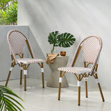 Outdoor Patio Furniture Set of 2 Wicker Rust Red/White