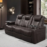 Recliner Top-Grain Leather Coffee RGB LED 34-Color USB-C