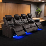 Recliner Top-Grain Leather Coffee RGB LED 41-Color USB-C