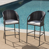 Outdoor Patio Furniture Set of 2 Wicker Brown Multi