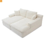 Sectional Chaise Lounge Beige Corduroy 87 Inch No Assembly Required