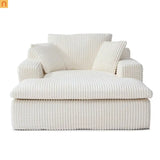 Sectional Chaise Lounge Beige Corduroy 87 Inch No Assembly Required