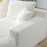 Sectional Chaise Lounge Beige Corduroy 87 Inch No Assembly Required