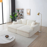 Sectional Chaise Lounge Beige Corduroy 87 Inch No Assembly Required