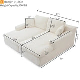 Sectional Chaise Lounge Beige Corduroy 87 Inch No Assembly Required