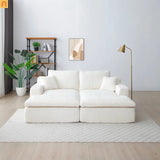 Sectional Chaise Lounge Beige Corduroy 87 Inch No Assembly Required