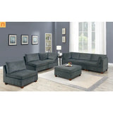 Sectional Sofa Modular Chenille Gray 7-Piece Ottoman