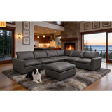 Sectional Sofa L-Shape Leather Match Blue Gray 7-Seat