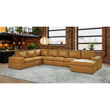 Sectional Sofa L-Shape Leather Match Ginger 8-Seat 159in