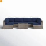 Outdoor Sectional Set Gray Wicker 4 Person Sunbrella No Assembly