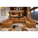 Sectional U-Shape Leather Match Ginger 164in 8-Seat