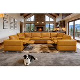 Sectional Sofa L-Shape Leather Match Ginger 2 Recliners 128in