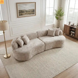 Sectional Sofa L-Shape Boucle Camel 4-Seat No Assembly 114in