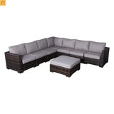 Outdoor Sectional Set Wicker Brown 122in Reversible Seats 6 No Assembly