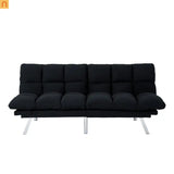 Mattress Foam 2-Seat Sofa Bed Corduroy Black Adjustable 67in