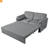 Sofa Bed Convertible Chenille Gray Queen Sleeper Storage Pockets 71in