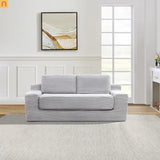 Sofa Bed Convertible Corduroy Gray 2-Seat Floor Bed 70in No Assembly