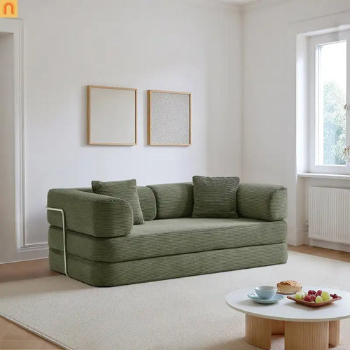 Sofa Bed 5-in-1 Corduroy Antique Green No Assembly 74.8in