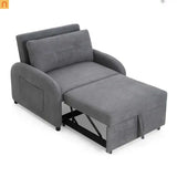 Sofa Convertible Cotton Linen Gray Sleeper 2-Seat 70in