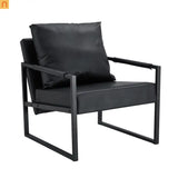 Chair Modern Industrial PU Leather Black Metal Frame 27in