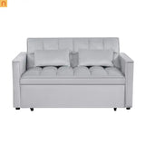 Loveseat Velvet Light Gray Sleeper 2-Seat 54in Adjustable Back