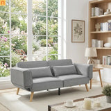 Sofa Convertible Velvet Gray 3-Seat Splitback 600 lb 72in