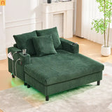 Sleeper Recliner Corduroy Emerald Oversized USB Cup Holders 56in