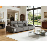 Sofa Power Recliner Light Gray Polyester Bluetooth USB 127in