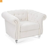Sofa Modern Velvet White 1-Seat Acrylic Legs Pocket Spring 220 lb 38in