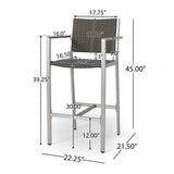 Outdoor Patio Furniture Set of 2 Aluminum Silver/Grey