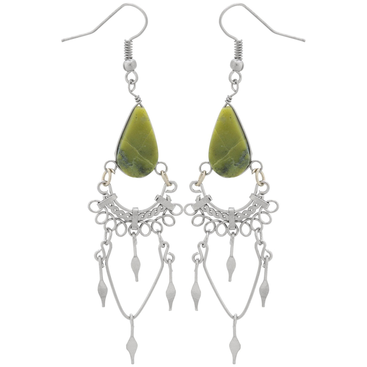 Swirls Chandelier Stone Earrings