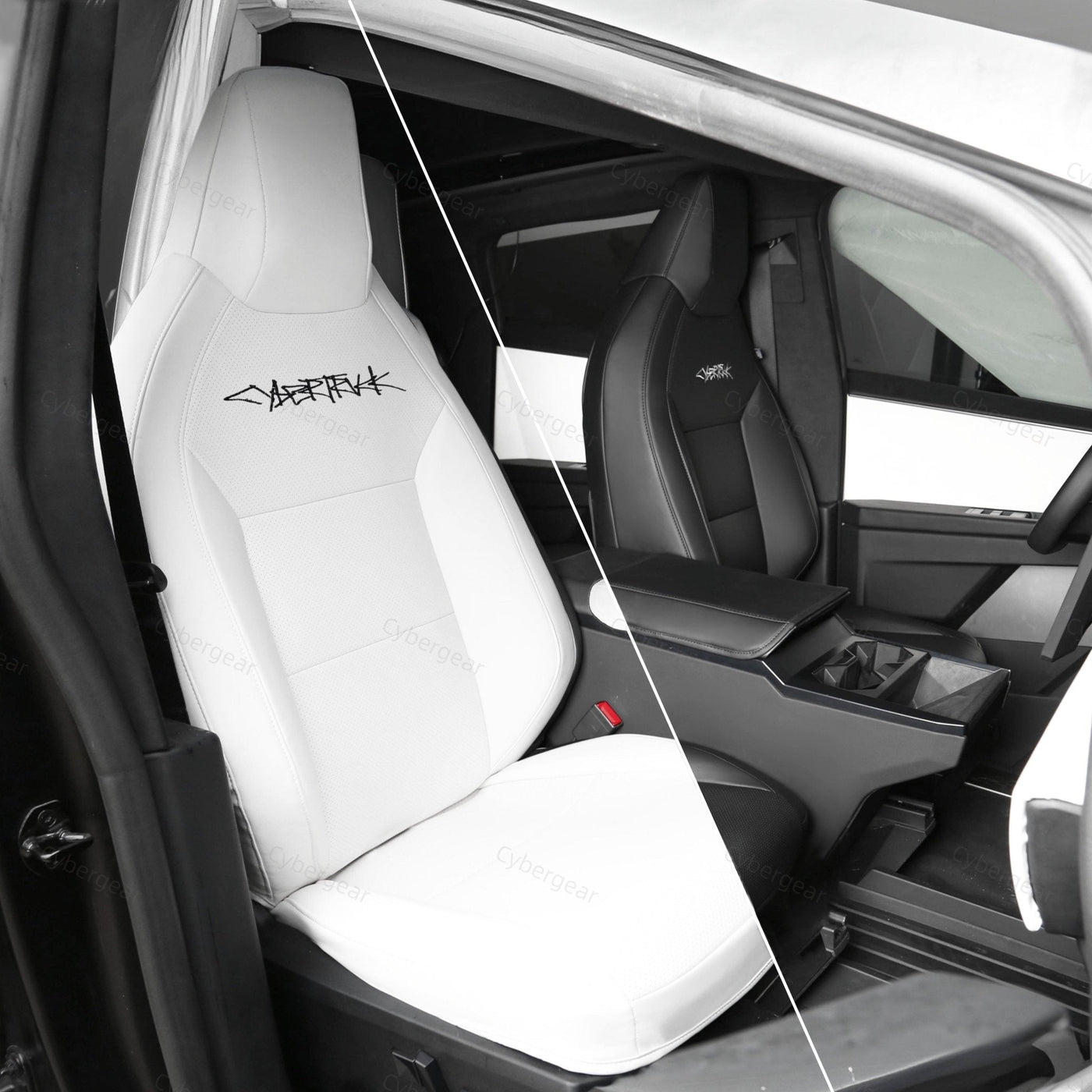 Seat Covers Leather Protector Full Coverage Black White for Cybertruck