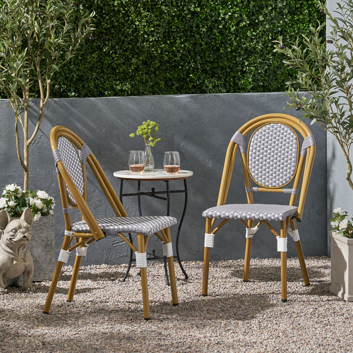 Outdoor Patio Furniture Set of 2 Wicker White/Gray