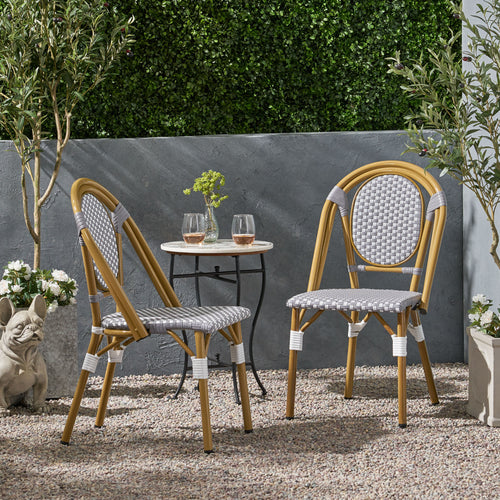 Outdoor Patio Furniture Set of 2 Wicker White/Gray