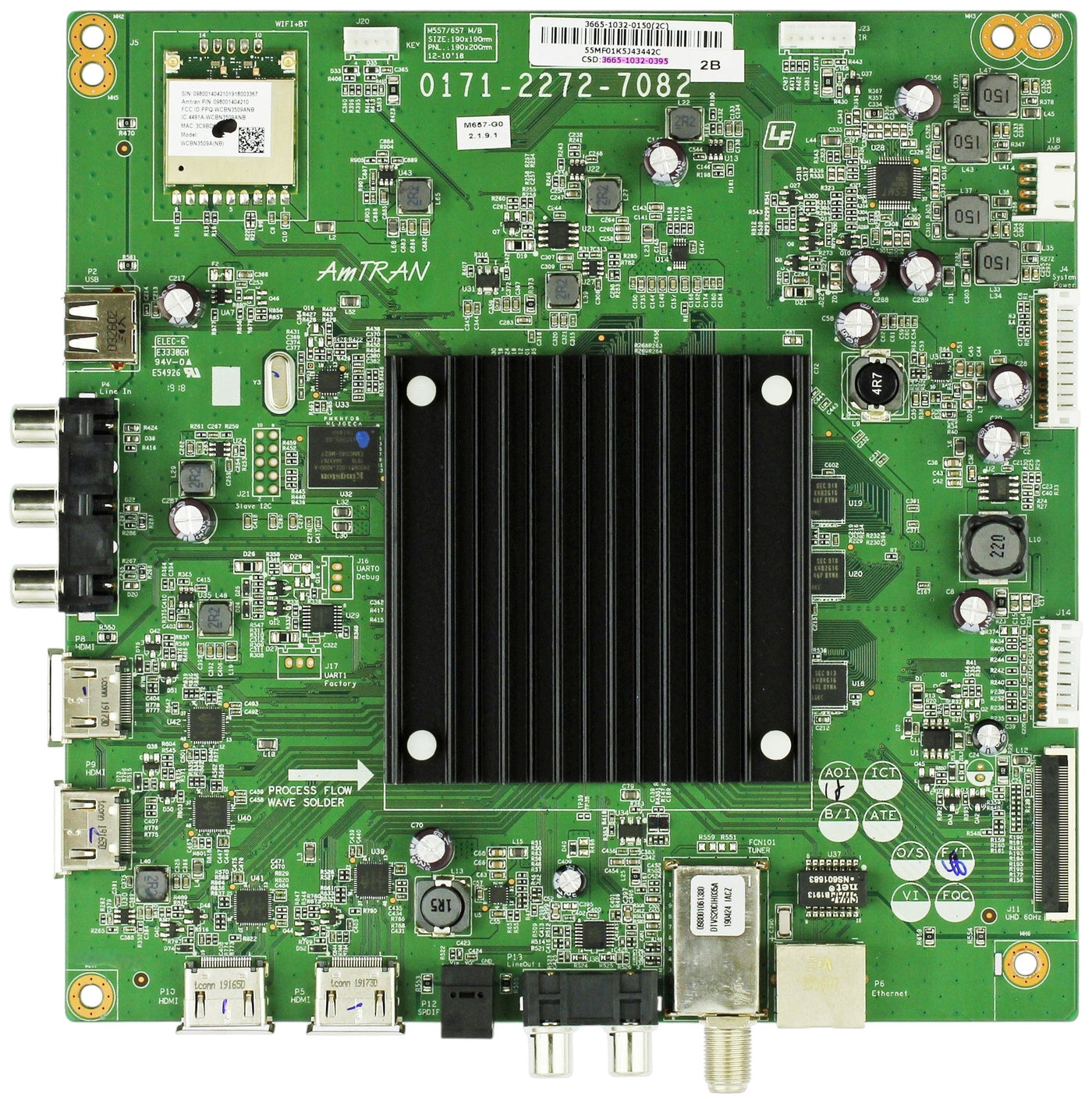 3665-1032-0150 Vizio Main Board, 3665-1032-0395, 0171-2272-7082, M657-G0
