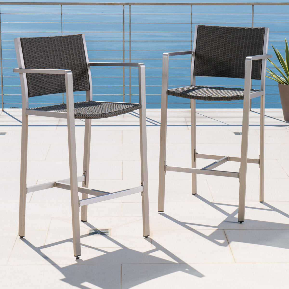 Outdoor Patio Furniture Set of 2 Aluminum Silver/Grey